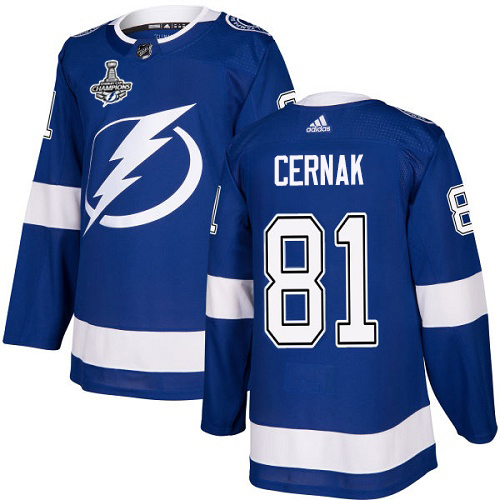 Adidas Tampa Bay Lightning Men #81 Erik Cernak Blue Home Authentic 2020 Stanley Cup Champions Stitched NHL Jersey->tampa bay lightning->NHL Jersey